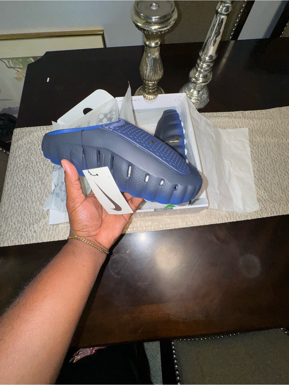 Nike Men’s Navy Blue Slide Sandals with Textured Footbed